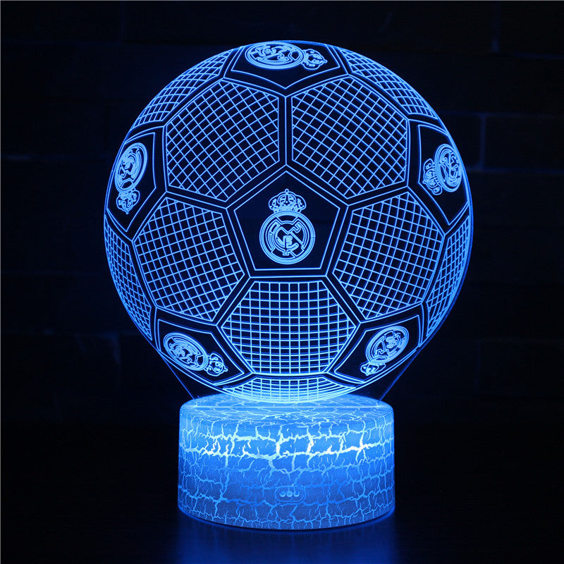 Football Club Logo Ball 3D Illusion LED Lamp – Multiple Variants