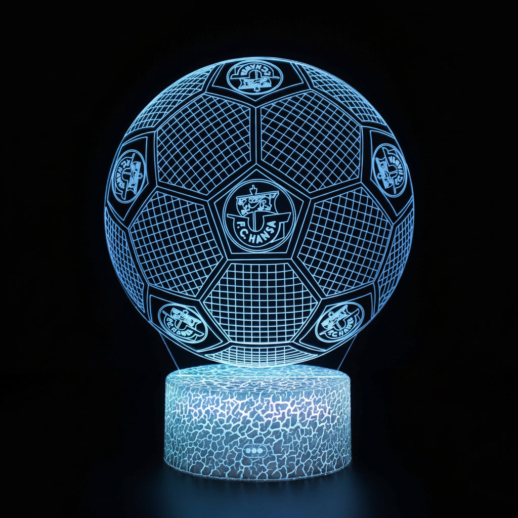 Football Club Logo Ball 3D Illusion LED Lamp – Multiple Variants