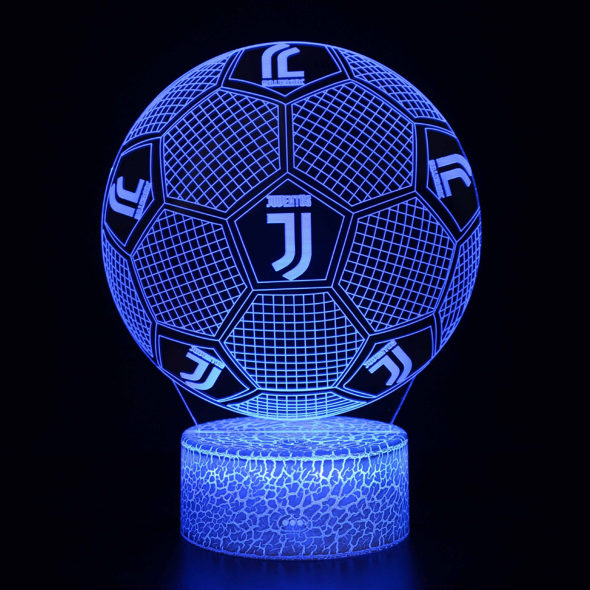 Football Club Logo Ball 3D Illusion LED Lamp – Multiple Variants