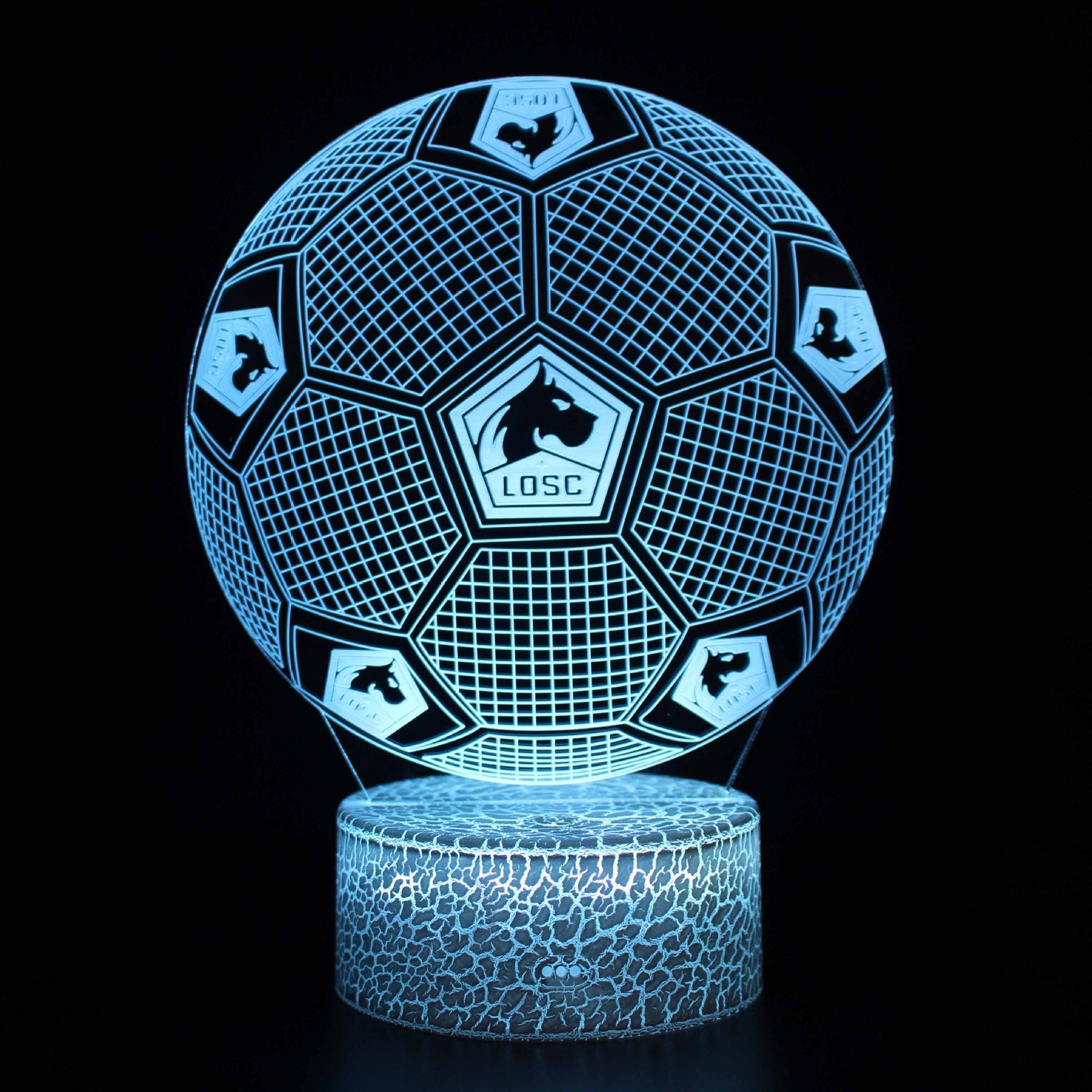 Football Club Logo Ball 3D Illusion LED Lamp – Multiple Variants