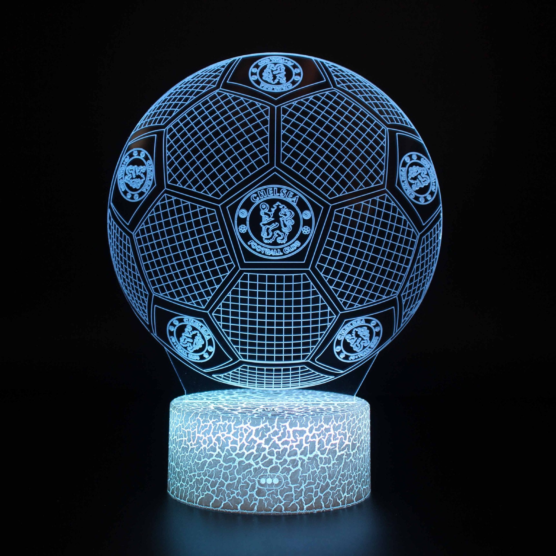 Football Club Logo Ball 3D Illusion LED Lamp – Multiple Variants