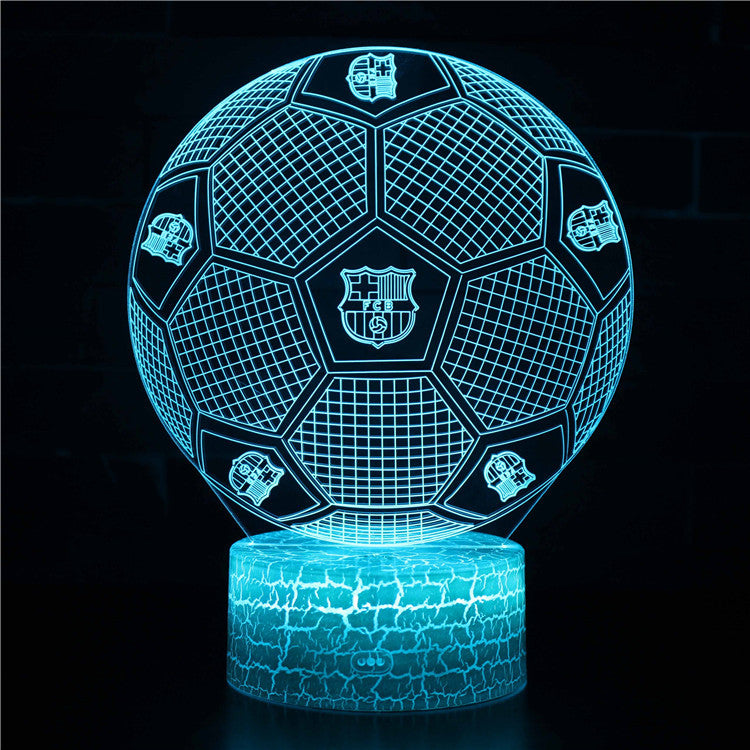 Football Club Logo Ball 3D Illusion LED Lamp – Multiple Variants