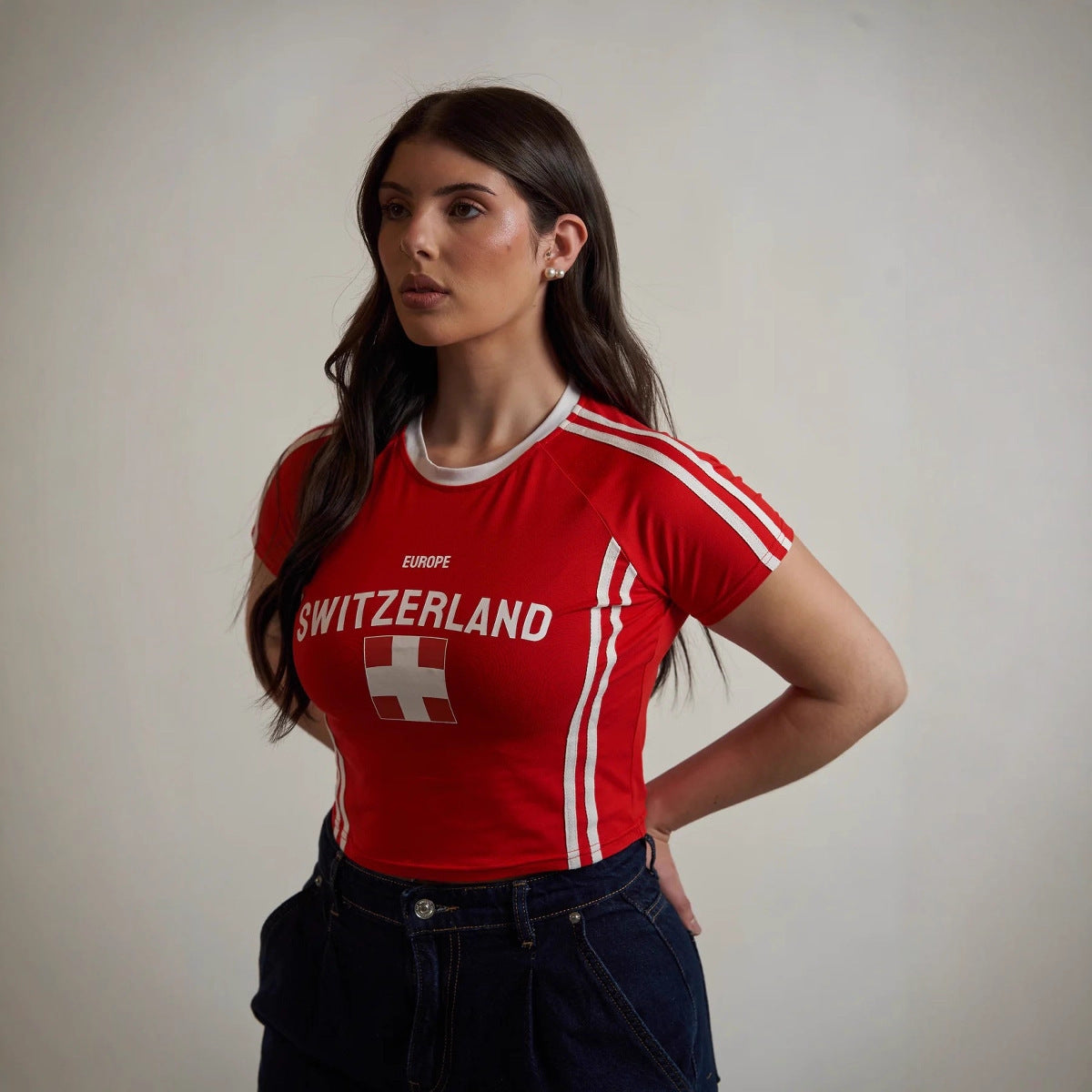 Switzerland Retro Sport Crop Tee