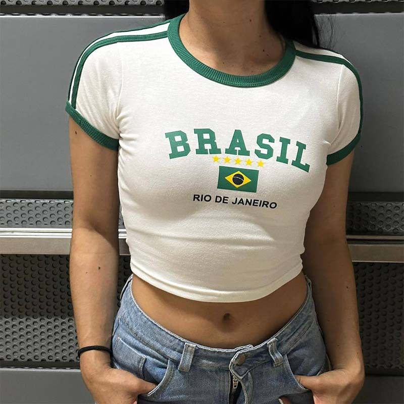 Brazil Rio Crop Ringer Tee