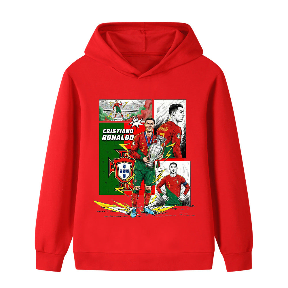 Felpa con cappuccio da calcio per bambini stile Cristiano Ronaldo Portogallo - Varianti multiple