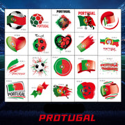 Portugal fotball ansiktsklistremerker og midlertidige tatoveringer – 20 pakke