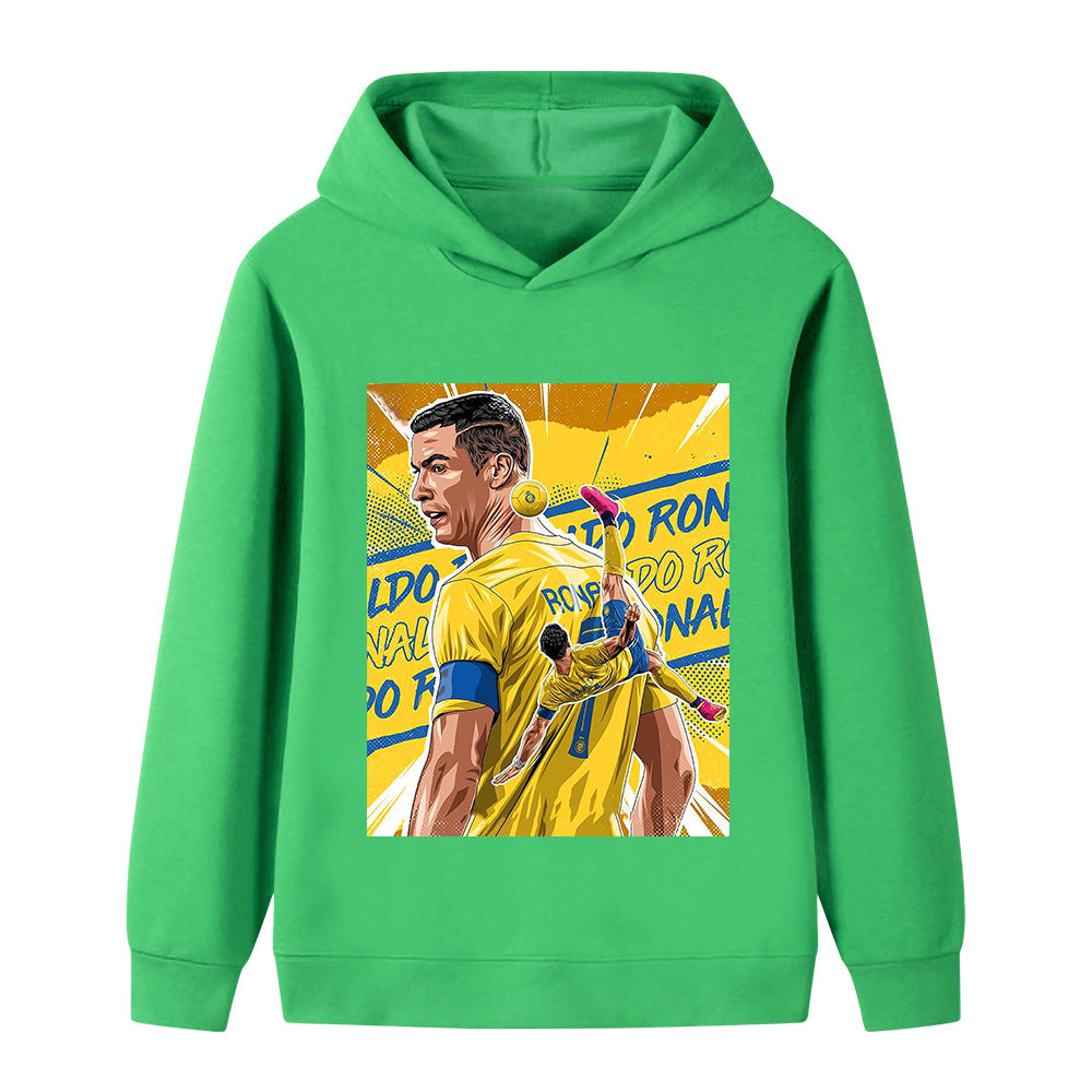 Felpa con cappuccio da calcio per bambini stile Cristiano Ronaldo Al Nassr - Varianti multiple