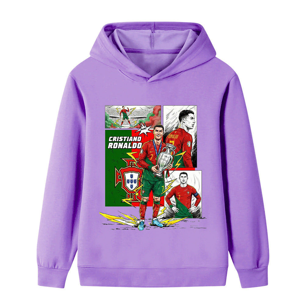 Felpa con cappuccio da calcio per bambini stile Cristiano Ronaldo Portogallo - Varianti multiple