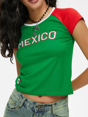 Mexico Retro Raglan Crop Tee