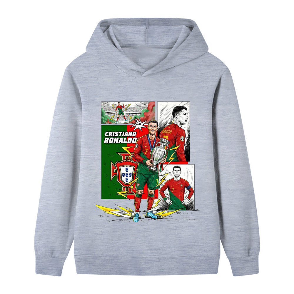 Felpa con cappuccio da calcio per bambini stile Cristiano Ronaldo Portogallo - Varianti multiple