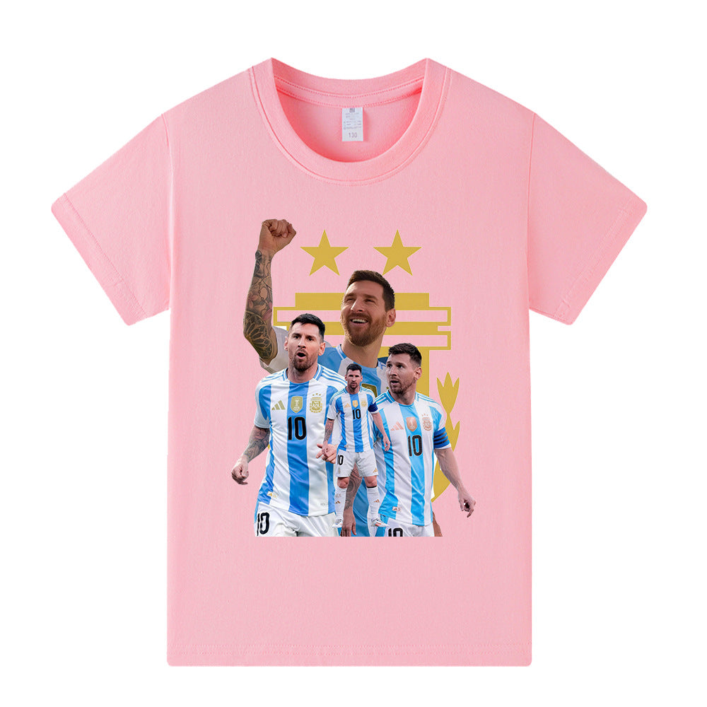 メッシ アルゼンチン キッズ サッカー デザイン Tシャツ - 複数の