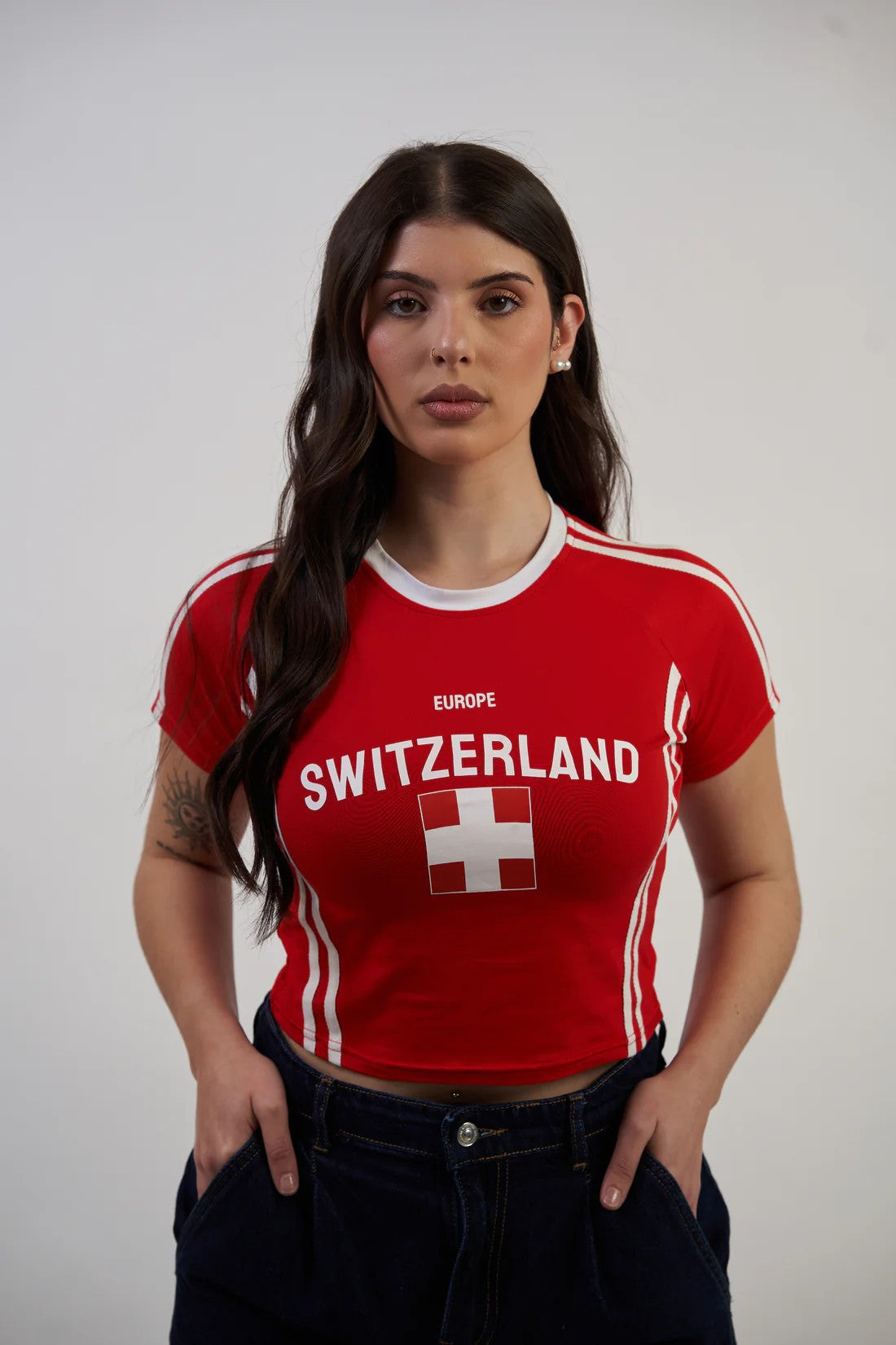 Switzerland Retro Sport Crop Tee
