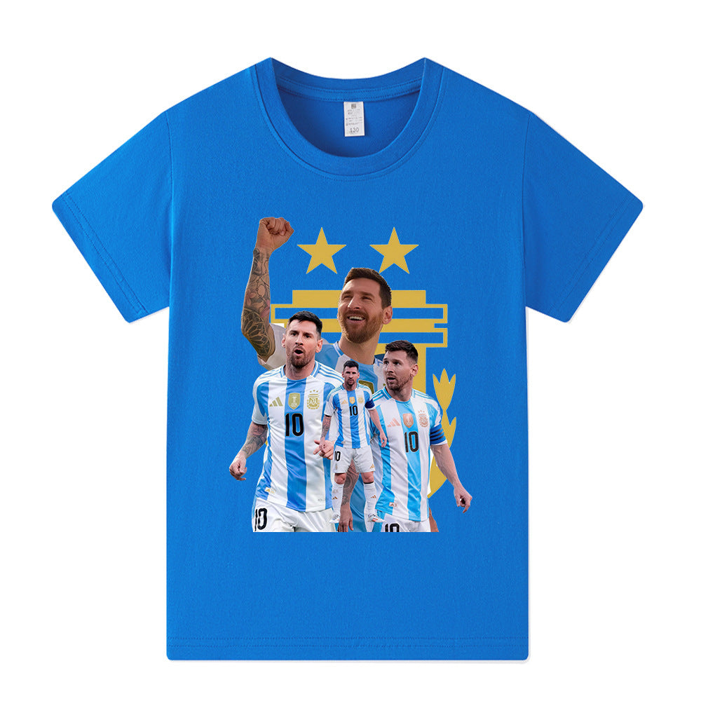 メッシ アルゼンチン キッズ サッカー デザイン Tシャツ - 複数の