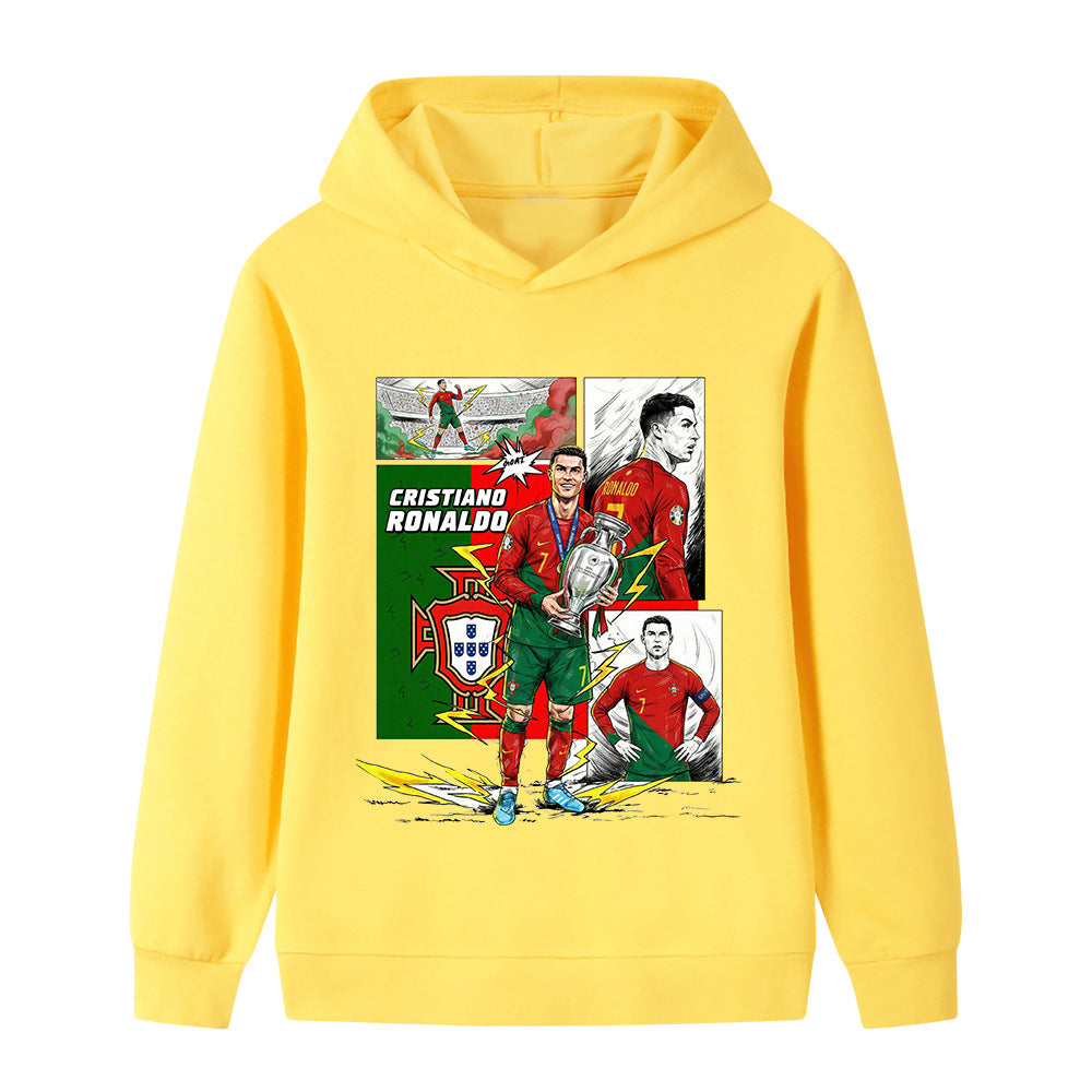 Felpa con cappuccio da calcio per bambini stile Cristiano Ronaldo Portogallo - Varianti multiple