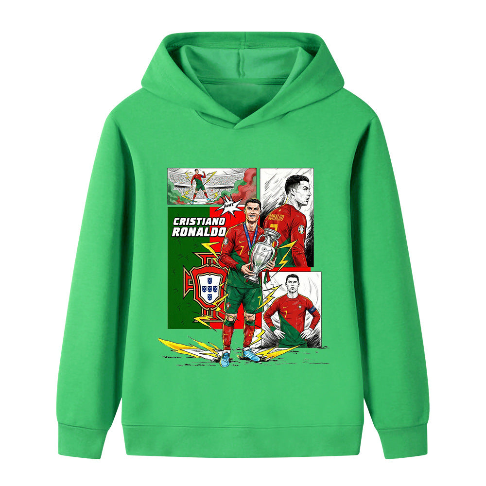 Felpa con cappuccio da calcio per bambini stile Cristiano Ronaldo Portogallo - Varianti multiple