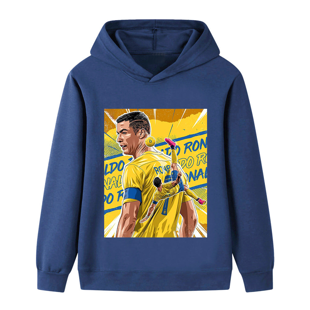Felpa con cappuccio da calcio per bambini stile Cristiano Ronaldo Al Nassr - Varianti multiple