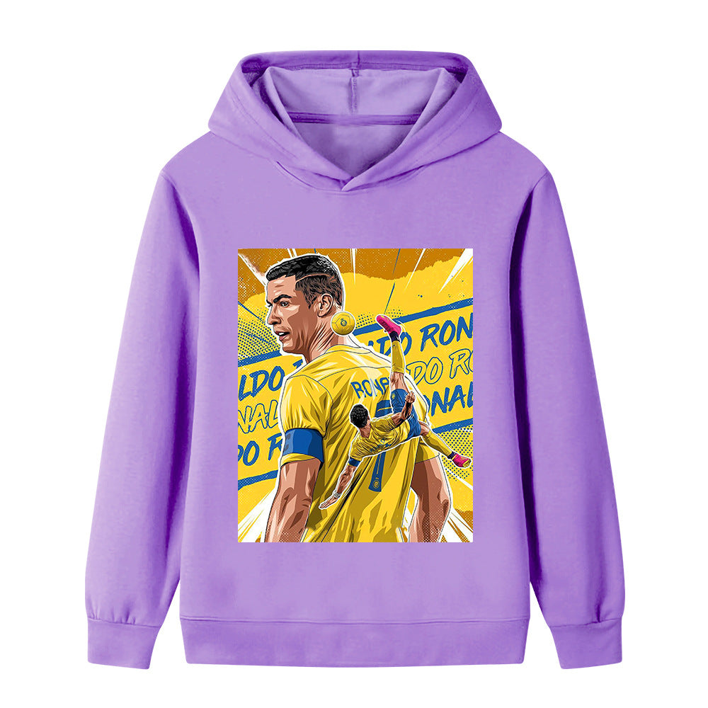 Felpa con cappuccio da calcio per bambini stile Cristiano Ronaldo Al Nassr - Varianti multiple