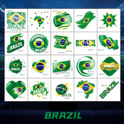 Brazil Football Face Stickers & Temporary Tattoos – 20 Pack