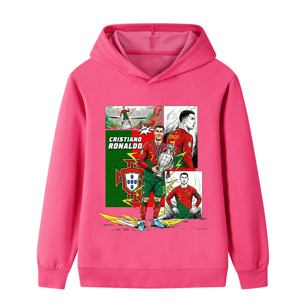 Felpa con cappuccio da calcio per bambini stile Cristiano Ronaldo Portogallo - Varianti multiple