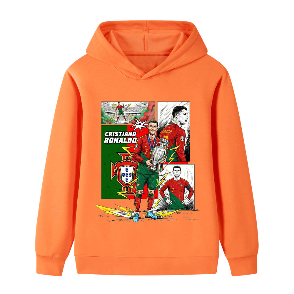 Felpa con cappuccio da calcio per bambini stile Cristiano Ronaldo Portogallo - Varianti multiple