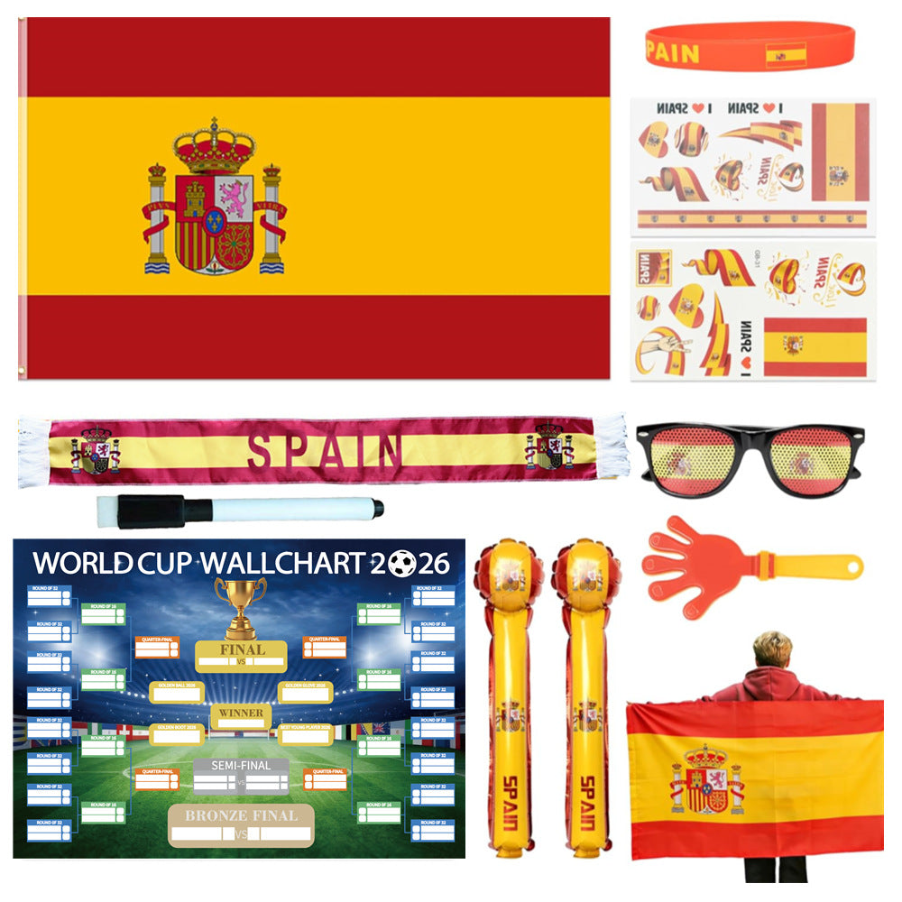 Spania Fotballfan-kit 2026 – 11-delt festsett