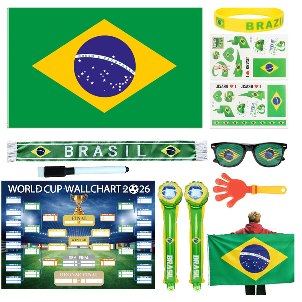 Brasil fotballfan-kit 2026 – 11-delt festsett