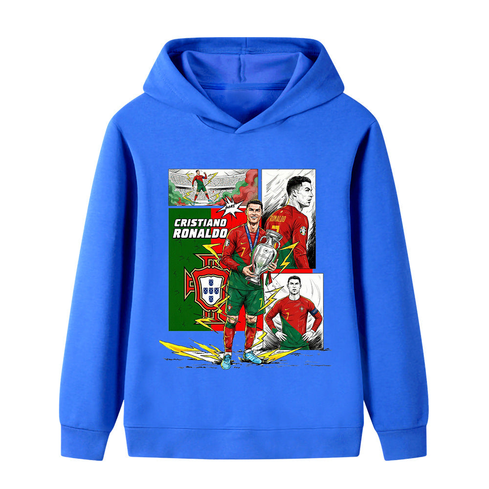 Felpa con cappuccio da calcio per bambini stile Cristiano Ronaldo Portogallo - Varianti multiple