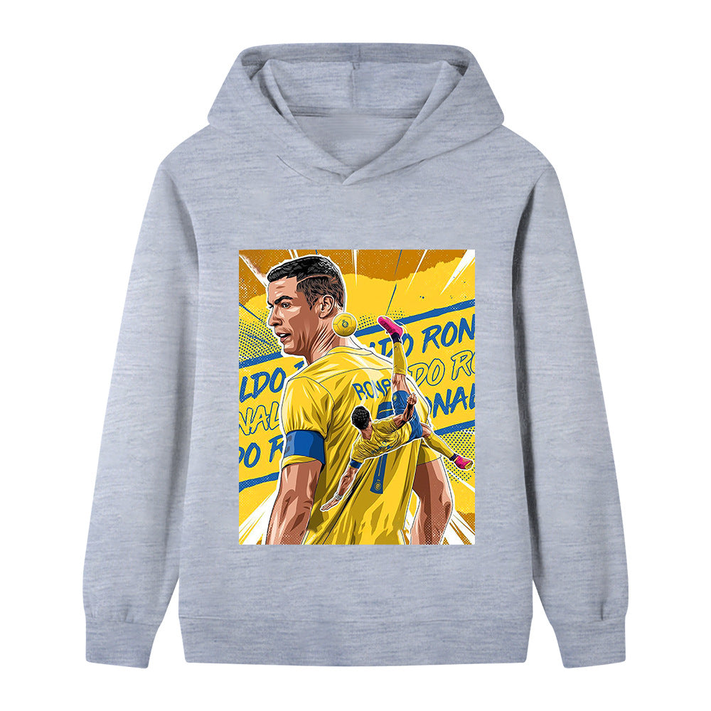 Felpa con cappuccio da calcio per bambini stile Cristiano Ronaldo Al Nassr - Varianti multiple