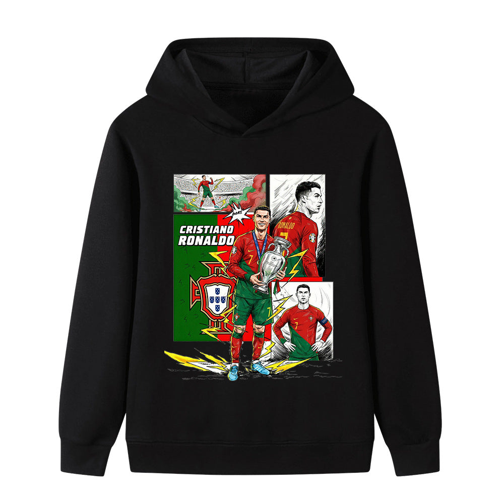 Felpa con cappuccio da calcio per bambini stile Cristiano Ronaldo Portogallo - Varianti multiple