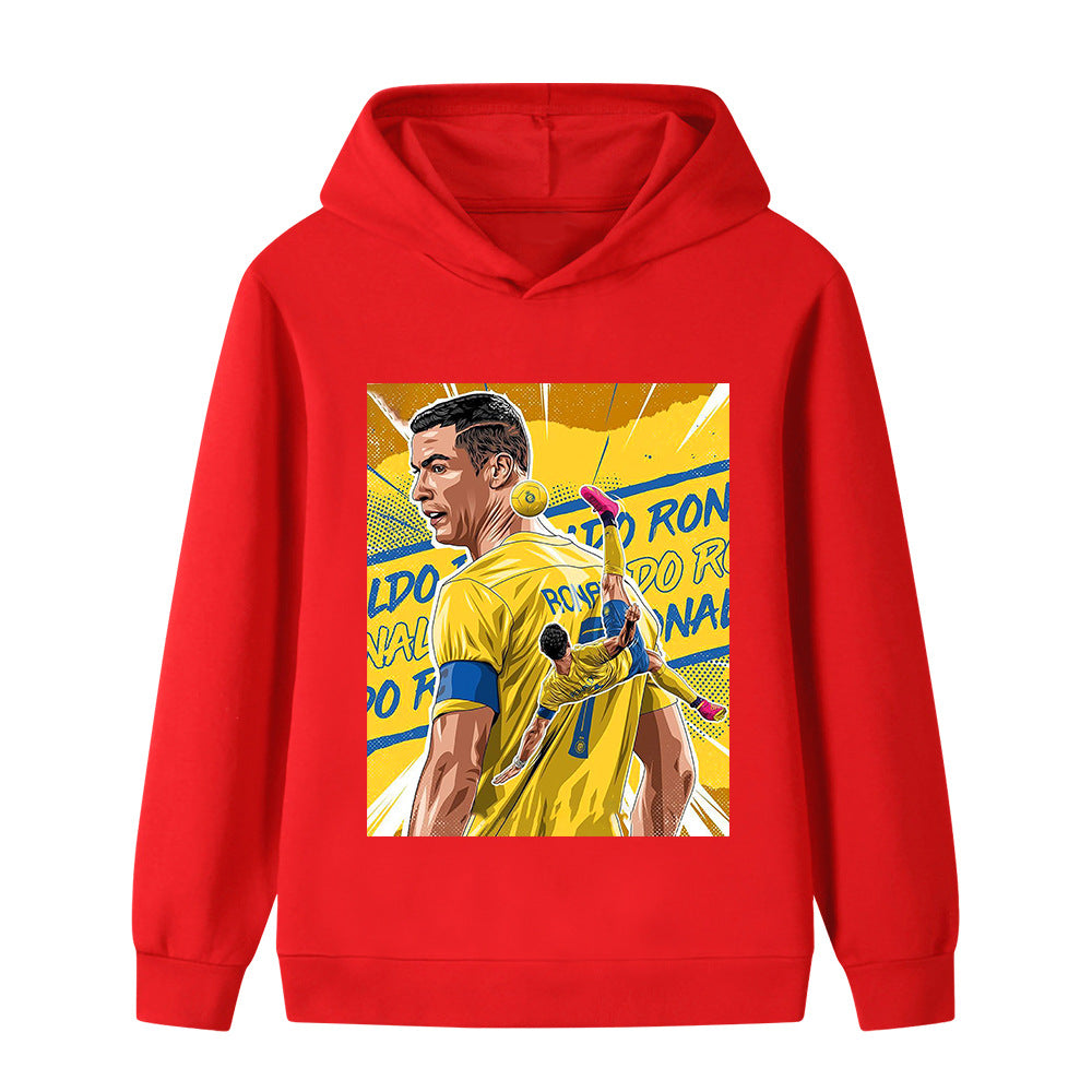 Felpa con cappuccio da calcio per bambini stile Cristiano Ronaldo Al Nassr - Varianti multiple