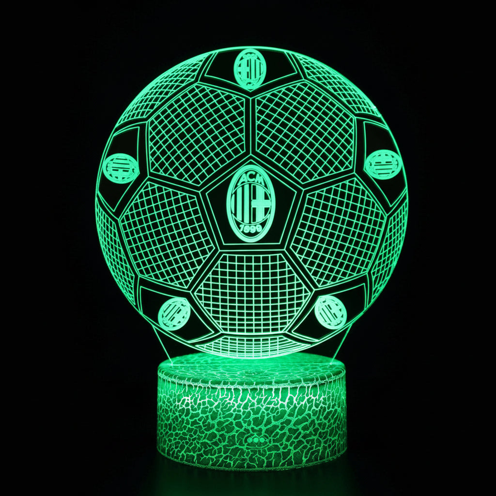 Football Team Logo Ball 3D Illusion LED Lamp – Multiple Variants