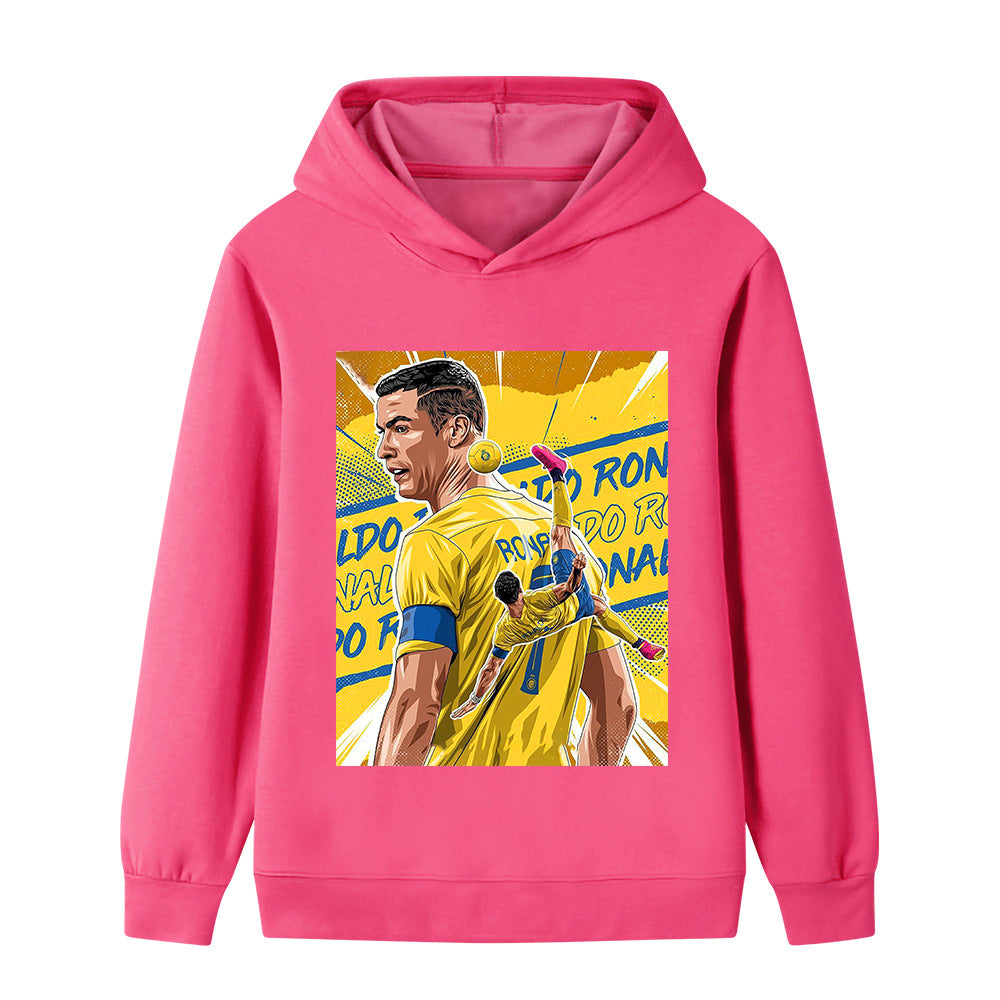 Felpa con cappuccio da calcio per bambini stile Cristiano Ronaldo Al Nassr - Varianti multiple