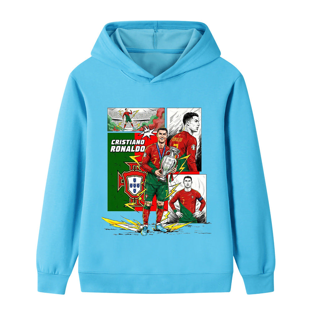 Felpa con cappuccio da calcio per bambini stile Cristiano Ronaldo Portogallo - Varianti multiple