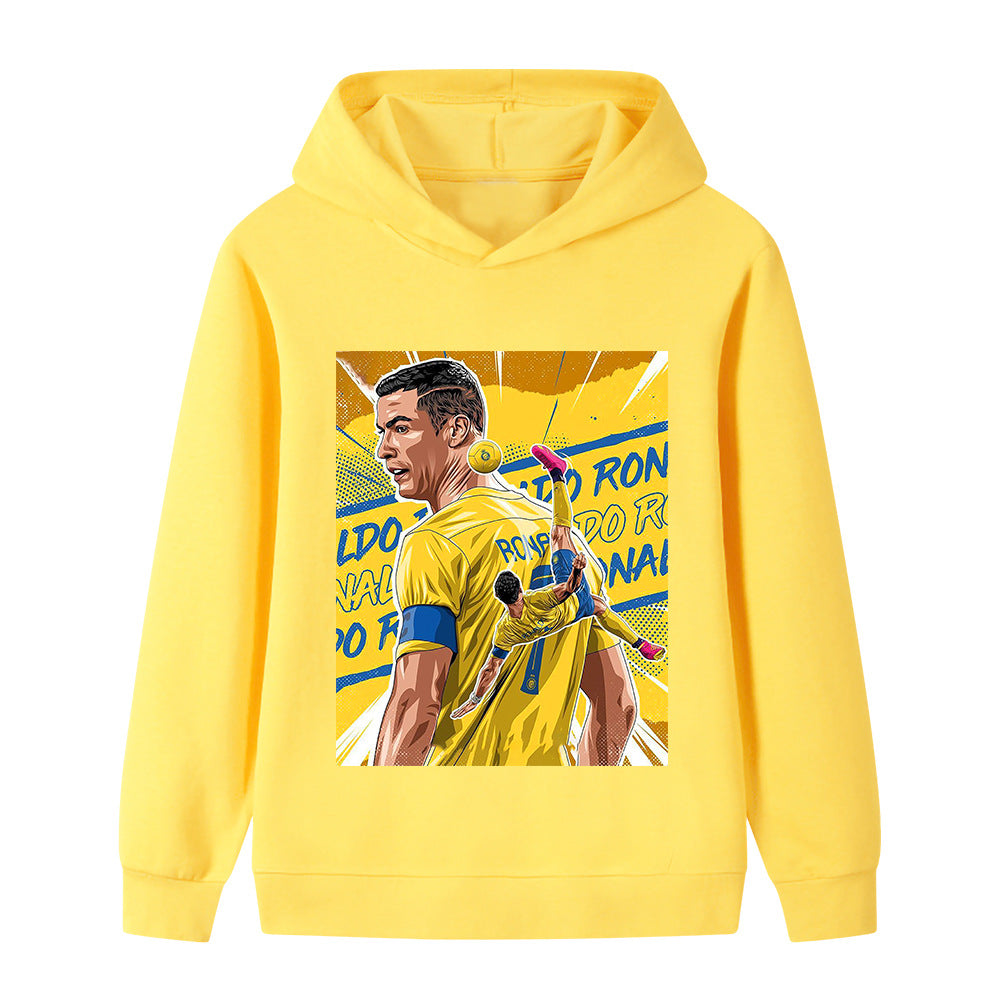 Felpa con cappuccio da calcio per bambini stile Cristiano Ronaldo Al Nassr - Varianti multiple