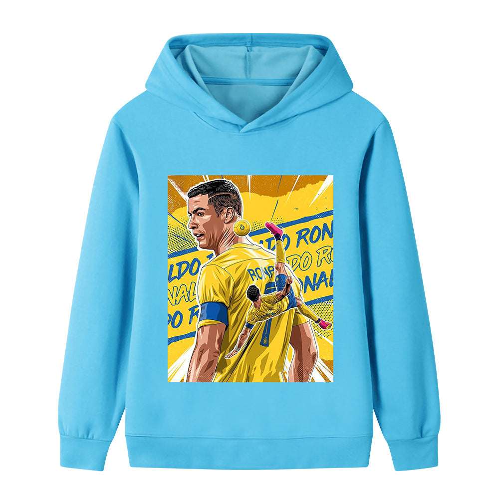 Felpa con cappuccio da calcio per bambini stile Cristiano Ronaldo Al Nassr - Varianti multiple