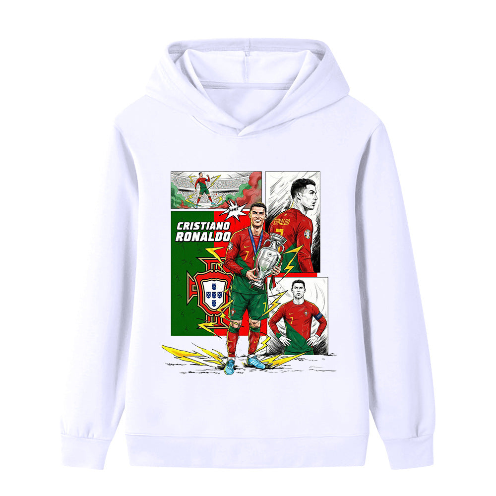 Felpa con cappuccio da calcio per bambini stile Cristiano Ronaldo Portogallo - Varianti multiple
