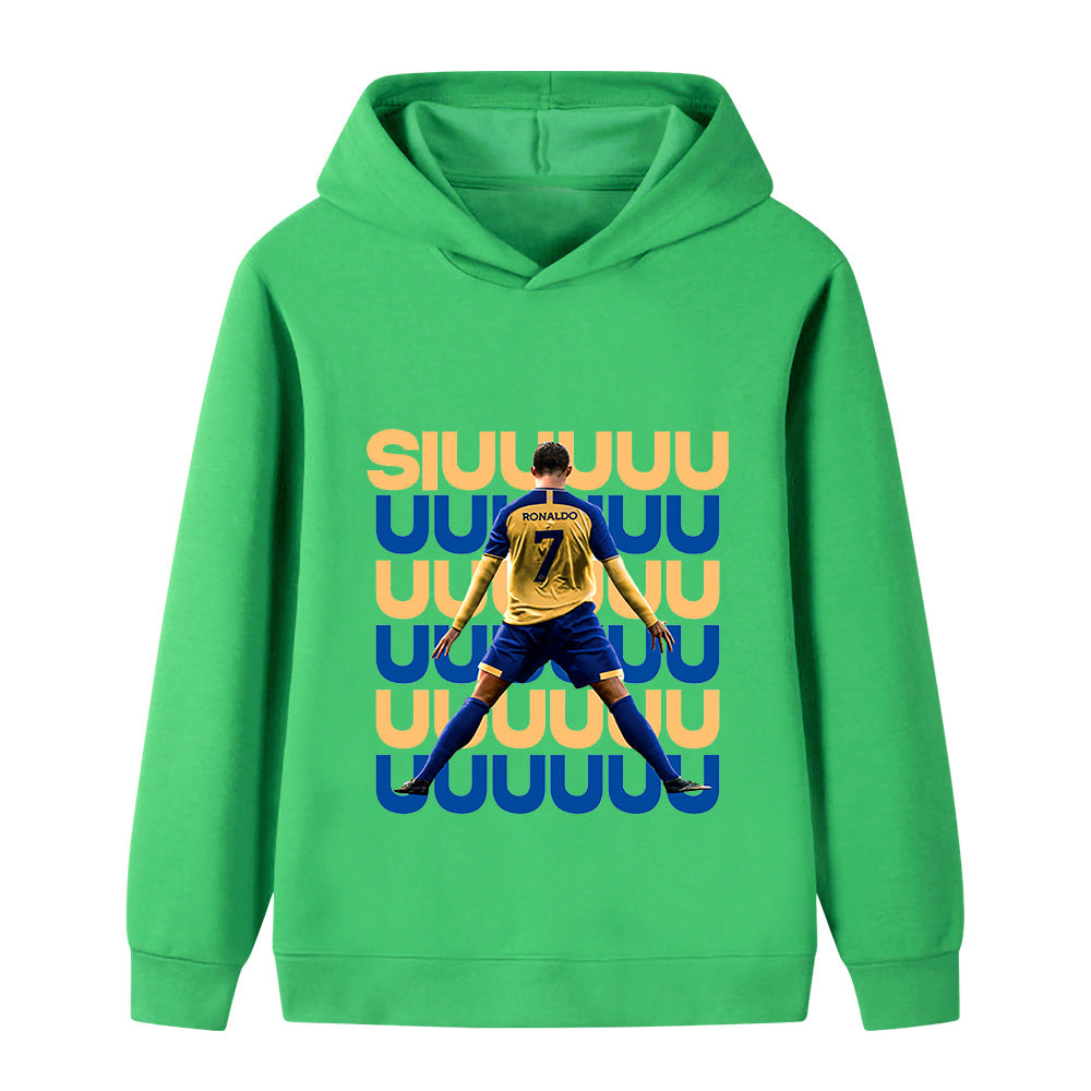 Felpa con cappuccio da calcio per bambini Ronaldo Siuuu – Varianti multiple