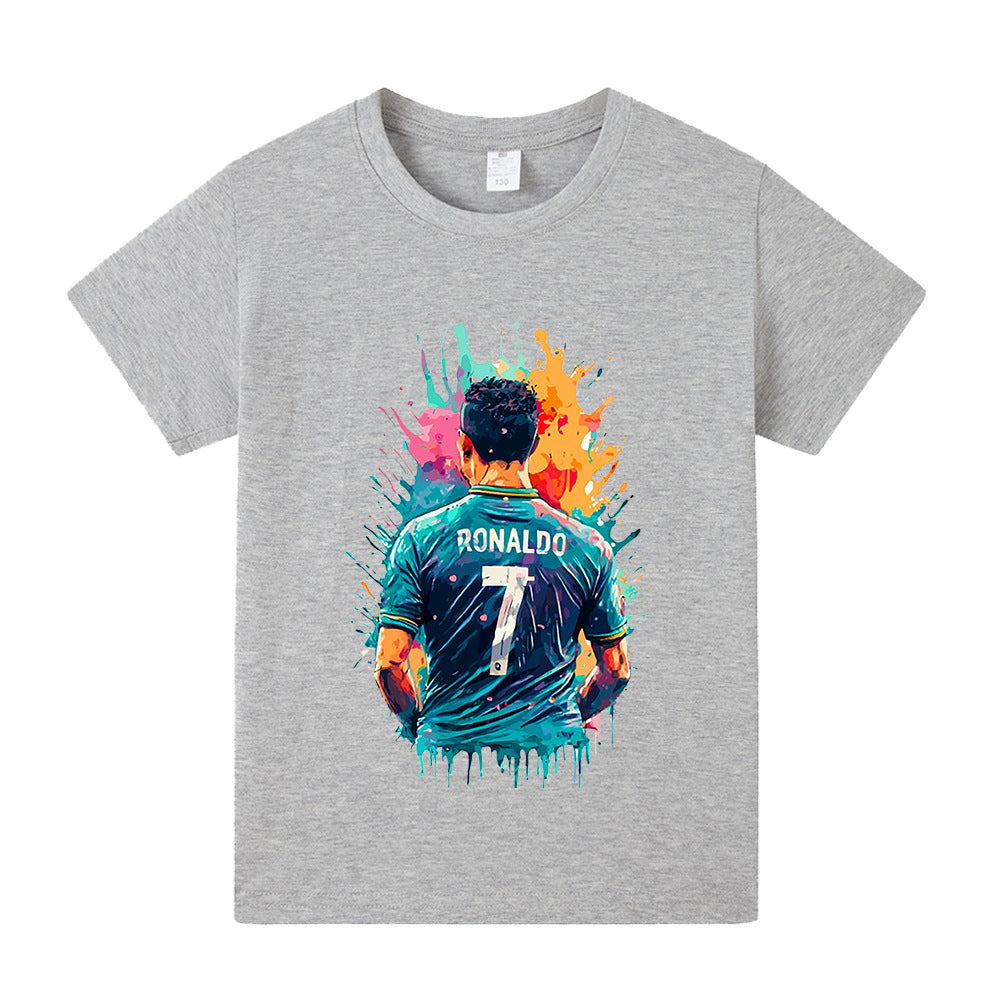 Børne-T-shirt med Ronaldo fodbolddesign – Flere varianter