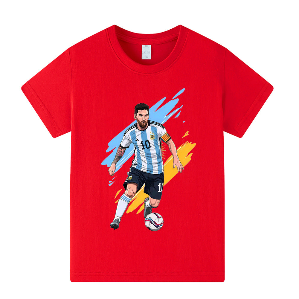リオネル・メッシ アルゼンチン キッズサッカーデザインTシャツ - 複数