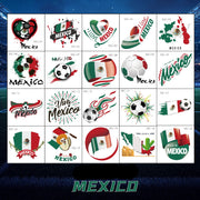 Mexico fotball ansiktsklistremerker og midlertidige tatoveringer – 20 pakke