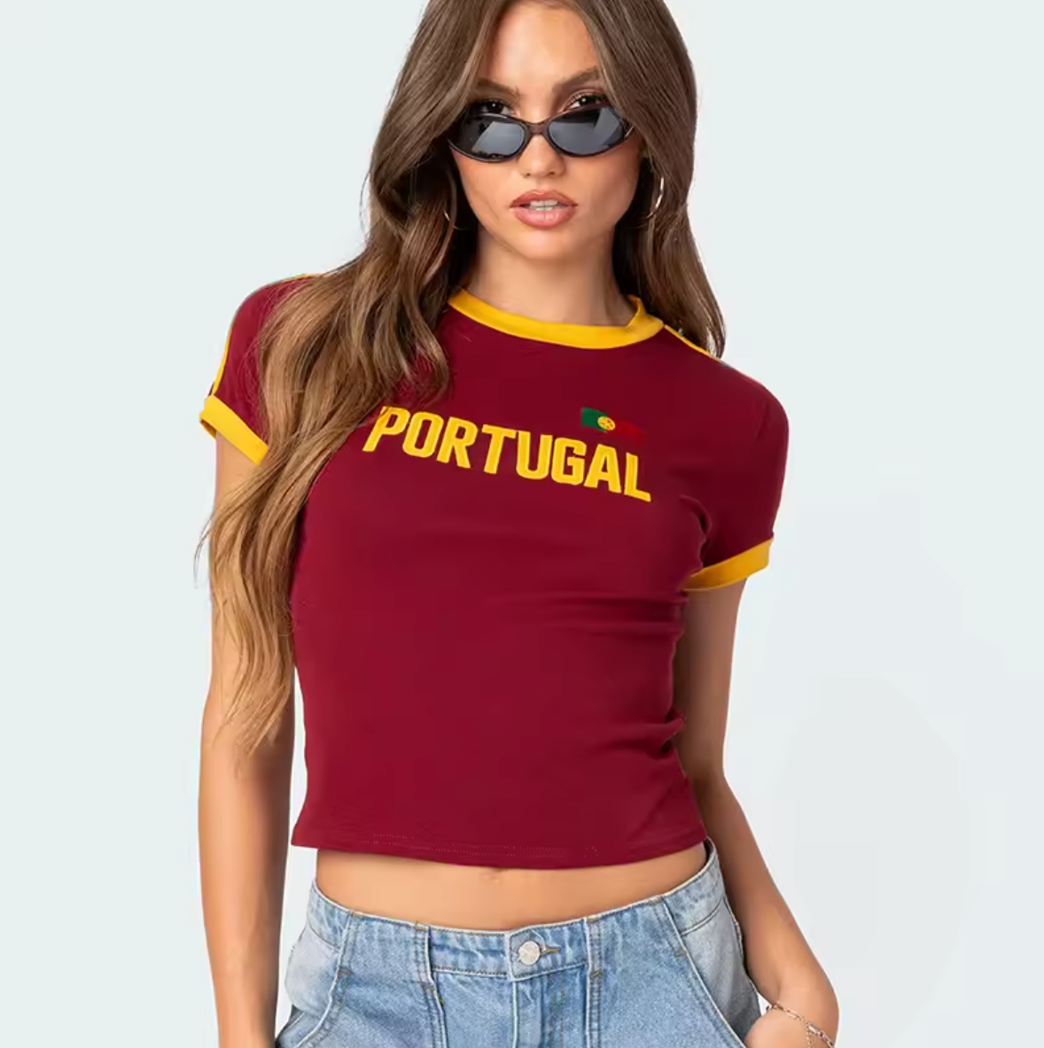 Portugal Retro Ringer Crop Tee