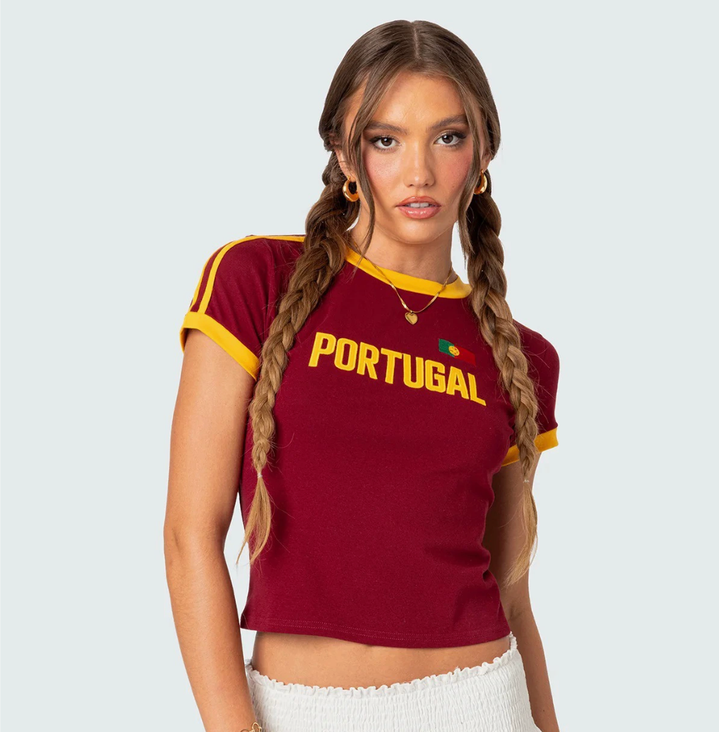 Portugal Retro Ringer Crop Tee